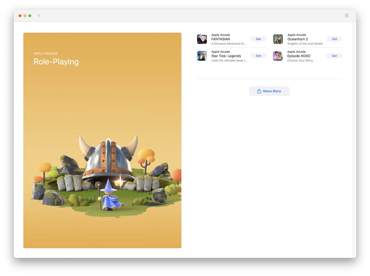 A screenshot from the Apple Arcade page showing just four RPGs.