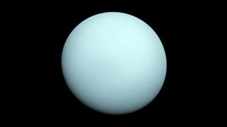 NASA's Voyager 2 spacecraft captured this image of the planet Uranus on Dec. 18, 1986. In a new study, researchers suggest the possible presence of subsurface oceans on Uranus' moons. 