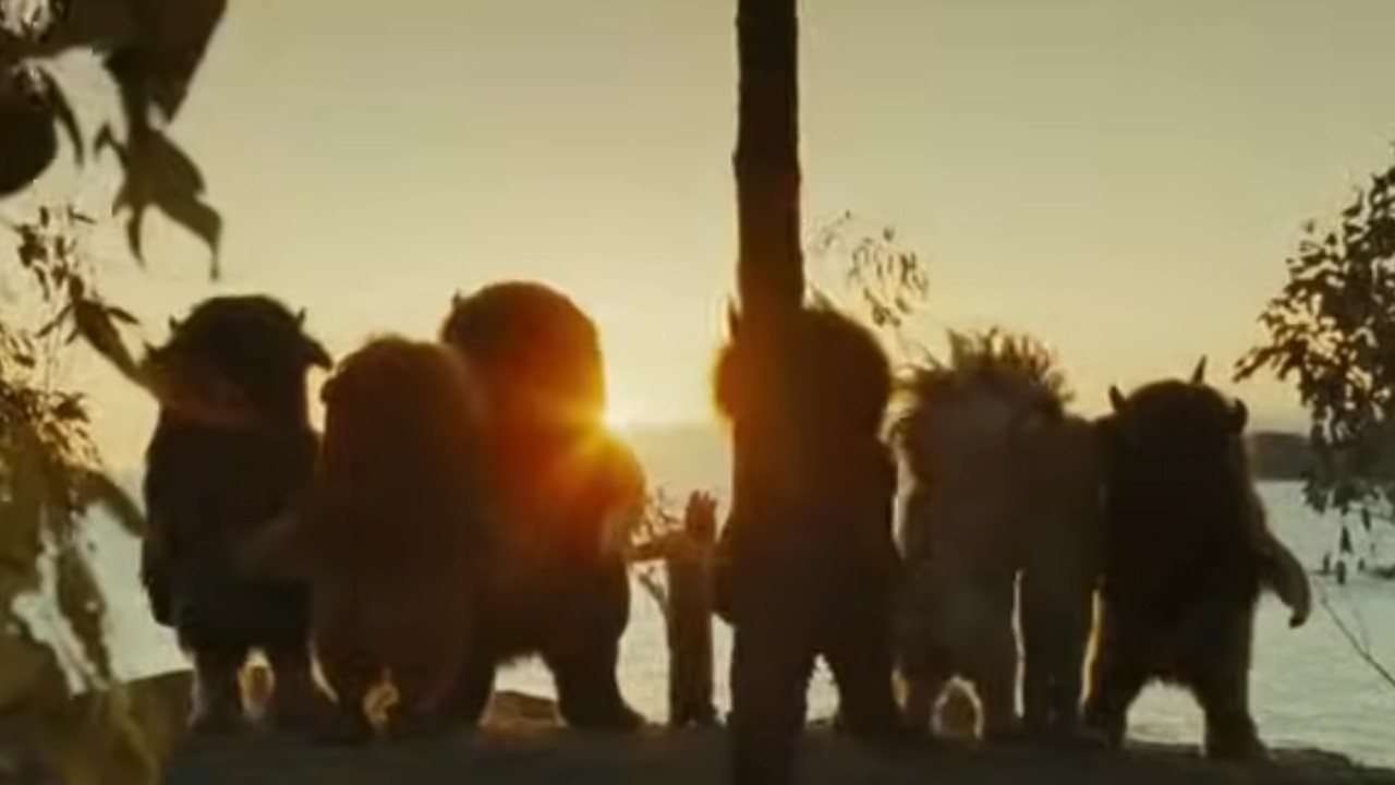 All of the Wild Things during a sunset in Where the Wild Things Are