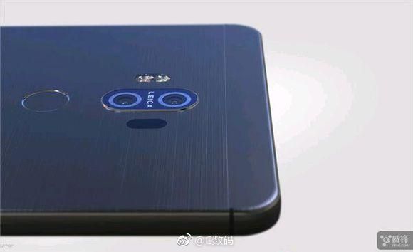 The dual-camera on the rear of the Huawei Mate 10 render. Credit: Weibo