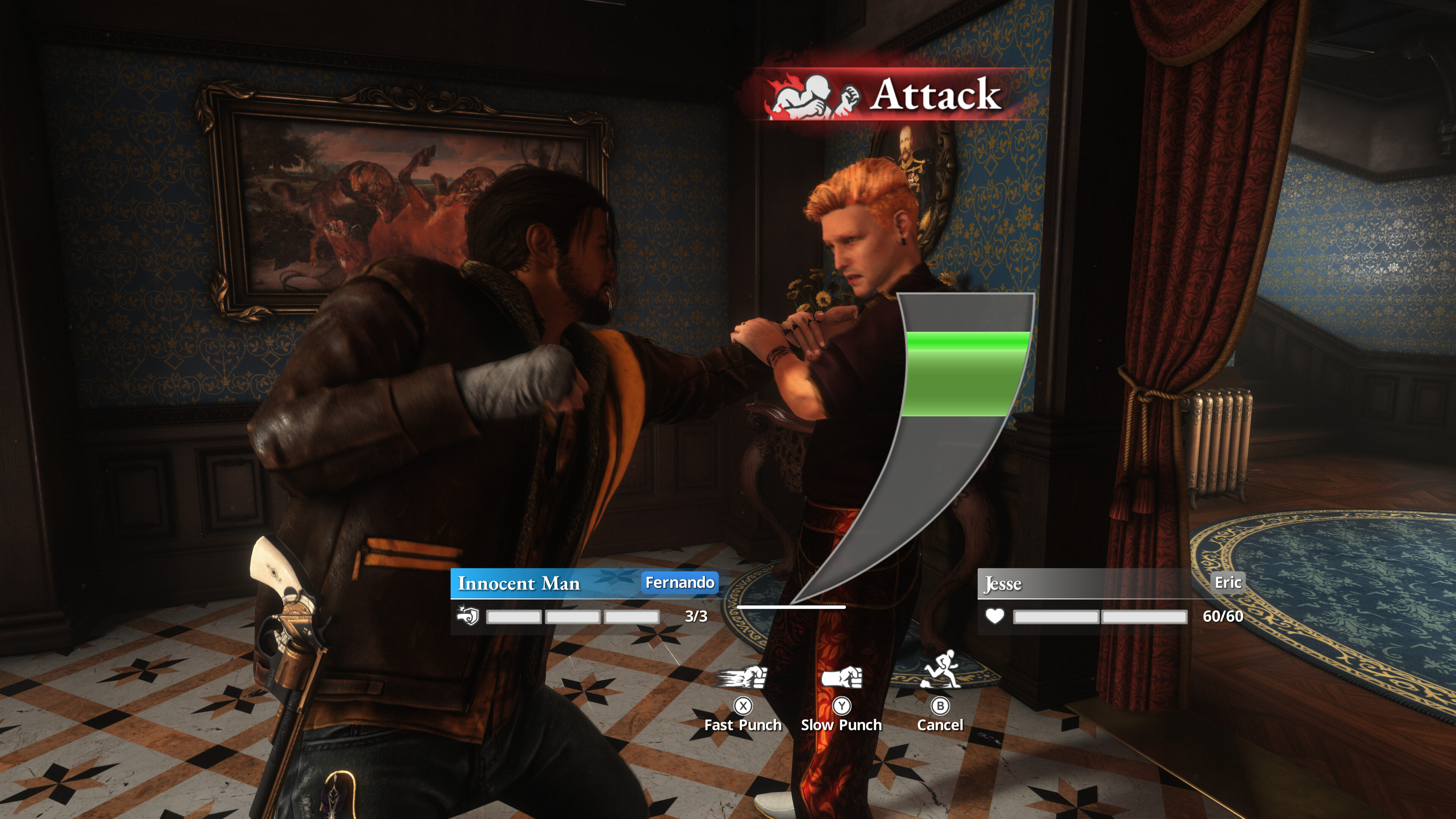 Killer Inn screenshot showing two players locked in a close-quarters fight