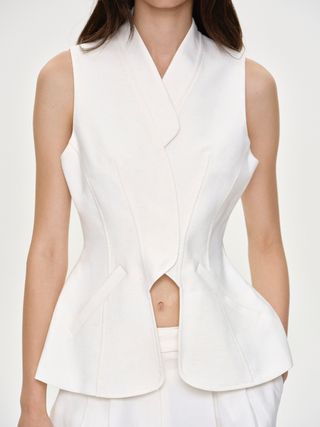 Gaugin Cinched Waist Gilet, Oatmeal