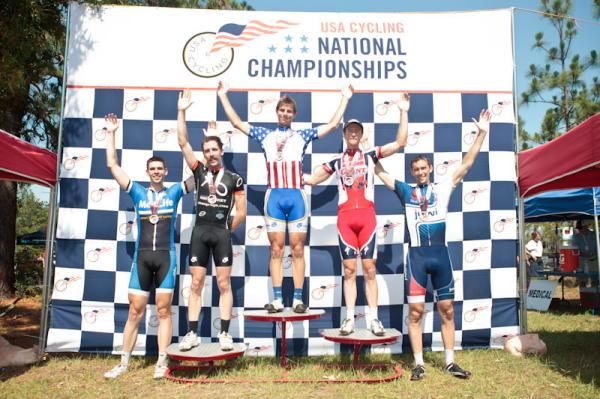 The elite men's podium for the road race.