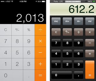 The left screengrab shows flat desin, the right screengrab skeuomorphism