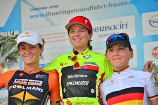 The final podium: Lizzie Armitstead, Evelyn Stevens and Lisa Brennauer
