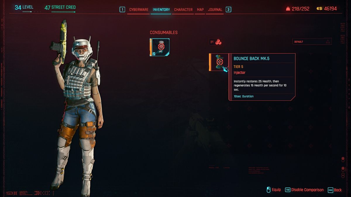 Cyberpunk 2077 health and grenade items