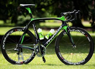 Team Sky's new Pinarello Dogma 2, in rainforest green for the Tour de France