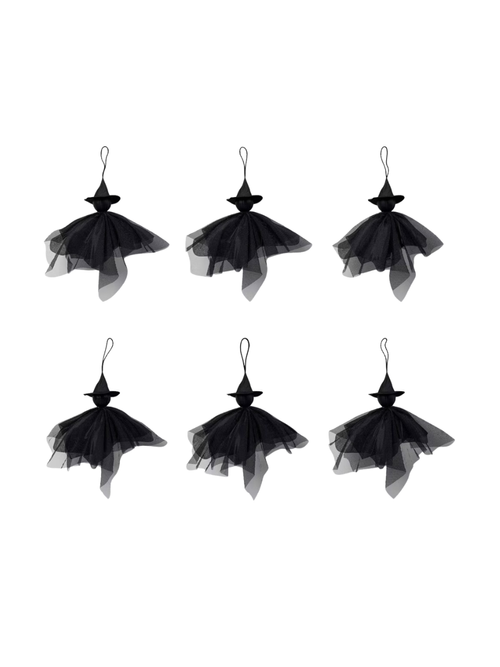 6pc Witch Decorative Accent Set Black