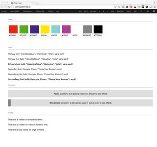 The demo Pattern Lab, created by Brad Frost and Dave Olsen, is available for you to play with if you click on the image