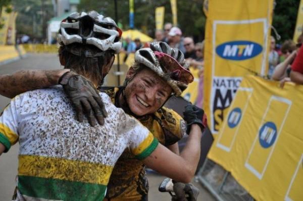 Yolande Speedy congratulated by Cluer.