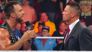 The Miz and LA Knight argue in the middle of a WWE ring on Raw.