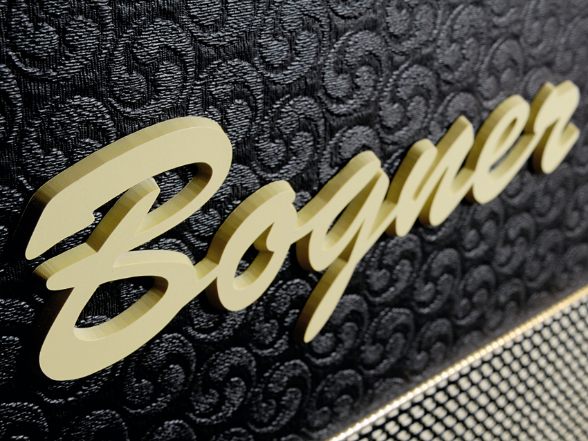 The comet-patterned embossed vinyl is a bold and distinctive visual touch.