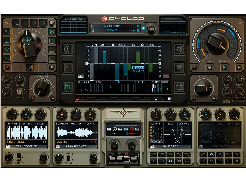 Sugar Bytes Cyclop's Center Screen handles assignments, ranges and detailed modulation settings for each section.