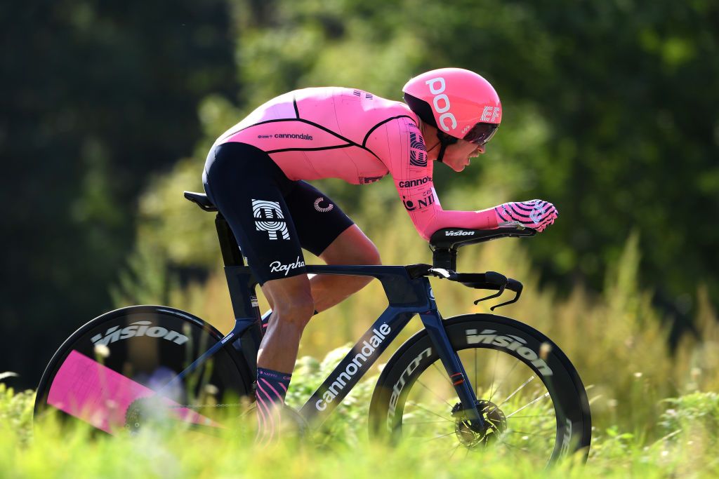 SANTIAGO DE COMPOSTELA SPAIN SEPTEMBER 05 Magnus Cort Nielsen of Denmark and Team EF Education Nippo sprints during the 76th Tour of Spain 2021 Stage 21 a 338 km Individual Time Trial stage from Padrn to Santiago de Compostela lavuelta LaVuelta21 ITT on September 05 2021 in Santiago de Compostela Spain Photo by Tim de WaeleGetty Images
