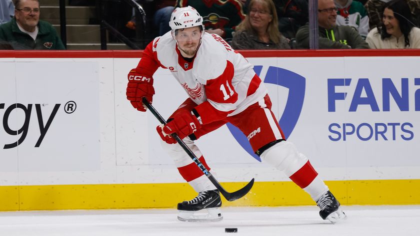 Detroit Red Wings right wing Vladimir Tarasenko (11) skates with the puck during the NHL game between the Detroit Red Wings and Minnesota Wild.