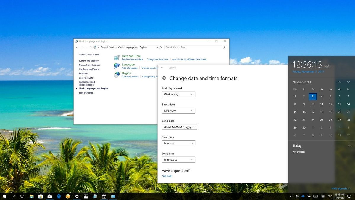 How to change the first day of the week in Windows 10's calendar