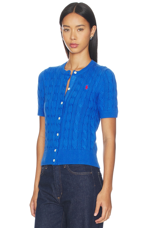 Cotton Short Sleeve Cardigan Sweater