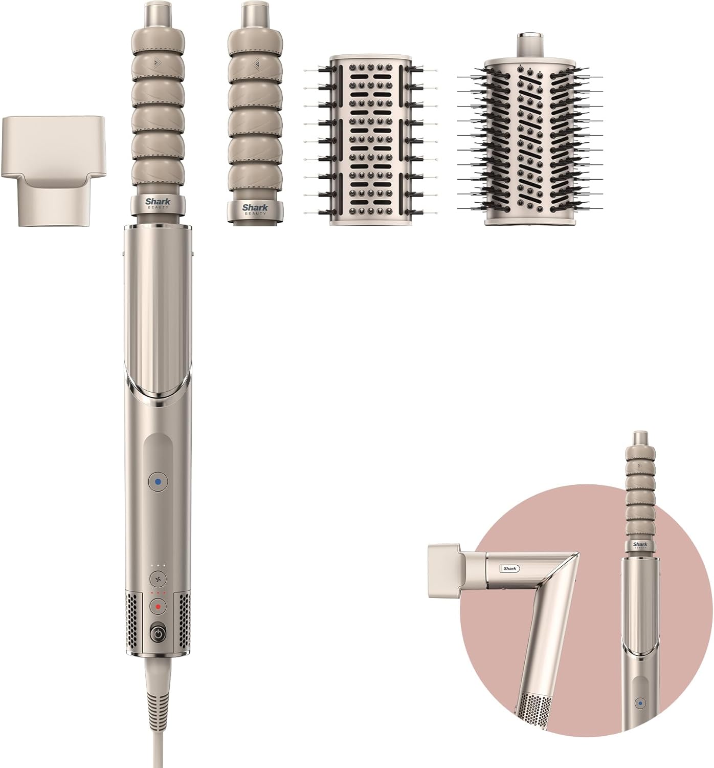 Shark Flexstyle 4-In-1 Air Styler & Hair Dryer With Auto-Wrap Curlers, Paddle Brush, Oval Brush and Concentrator, No Heat Damage, Stone Hd436sluk