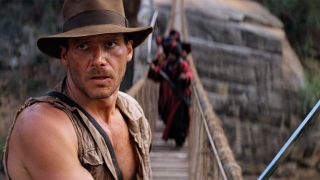 Indiana Jones with sword on bridge in Indiana Jones and the Temple Of Doom