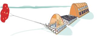 The WindSled is a multi-part sledge, complete with mounted tents and solar panels, pulled through the ice using an enormous kite.