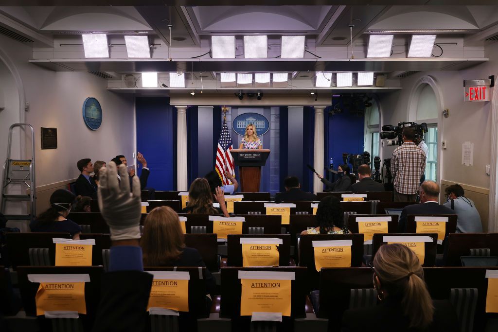 A White House press conference in early July.