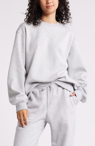 Fleece Detail Oversize Crewneck Sweatshirt