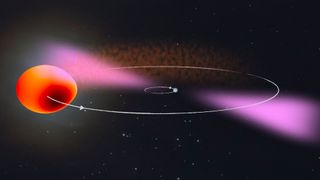 An illustration shows the orbits of PSR J2039-5617 and its companion.