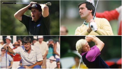 Images of Phil Mickelson, Seve Ballesteros, Nick Faldo and Greg Norman