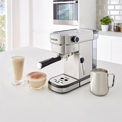 The Morphy Richards New espresso machine with coffee drinks on display