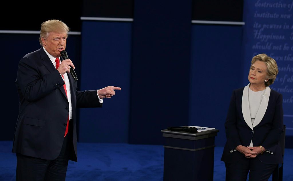 Donald Trump and Hillary Clinton at the second presidential debate. 