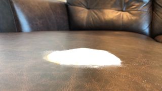Baking soda on a leather couch