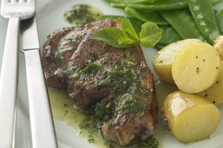 Lamb steaks with mint sauce