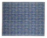 A patterned blue outdoor rug from Serena & Lily