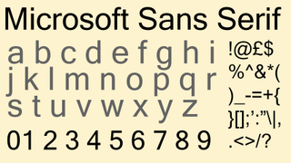 Black and grey text displaying the sans serif font Microsoft Sans Serif on a cream background.