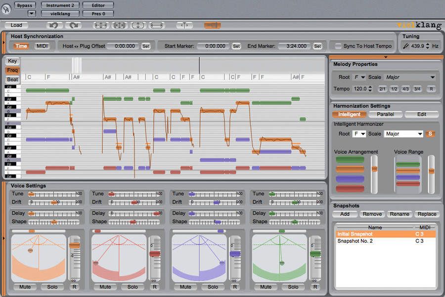 The main display is the piano roll Pitch View.