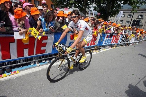 "Thomas L&ouml;vkvist (Team Columbia - Highroad) " at the start of stage eight.
