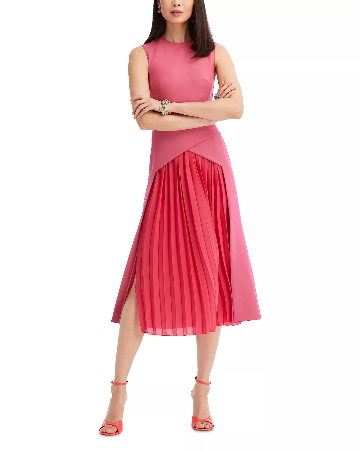 Sleeveless Pleated Midi Dress