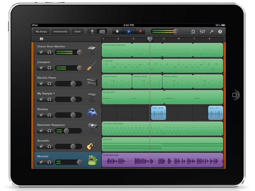 how to add background music in garageband ipad
