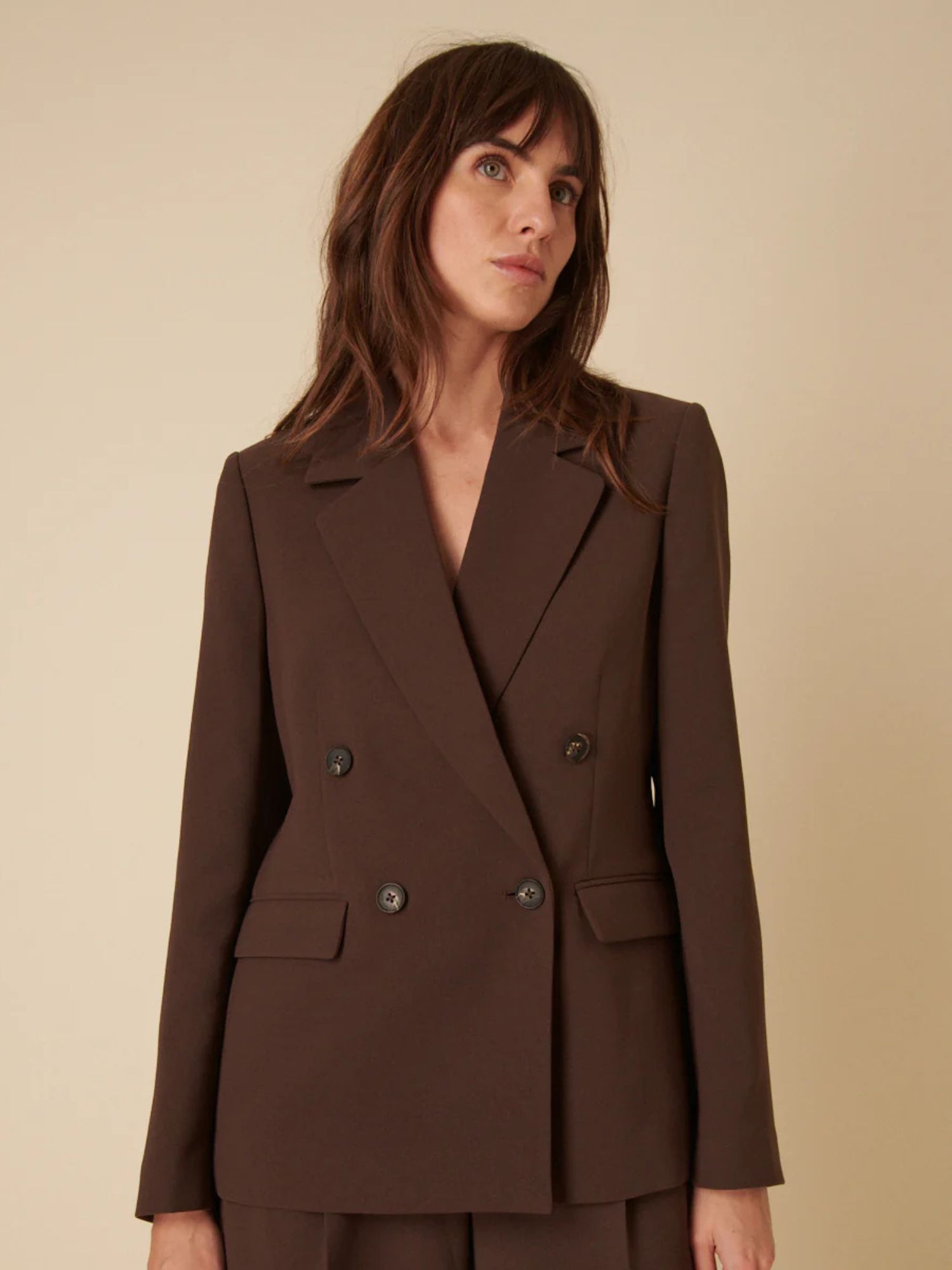 Nobody&#039;s Child Chocolate Brown Double Breasted Relaxed Blazer