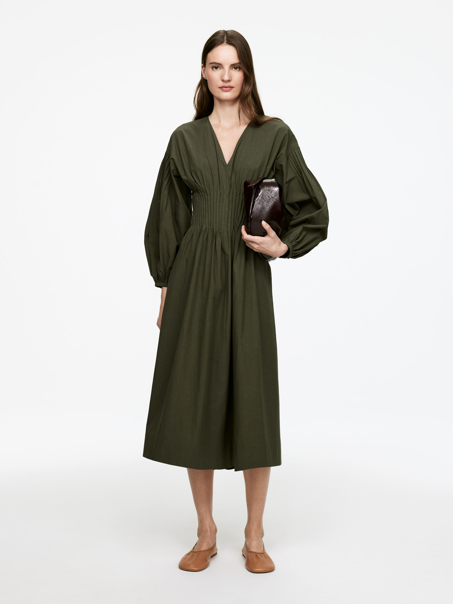 Pintuck Dress – Dark Green – Women – Arket Gb