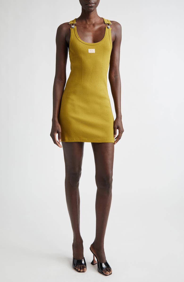 Buckle Strap Rib Cotton Minidress