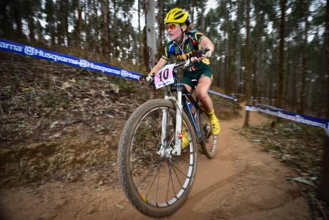 South Africa's Mariske Strauss overcame a nasty fall to finish eighth in the under 23 women's cross country