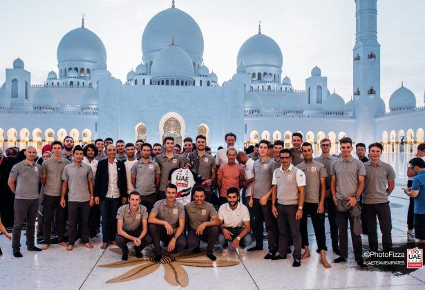 UAE Team Emirates visited the mosque in Abu Dhabi