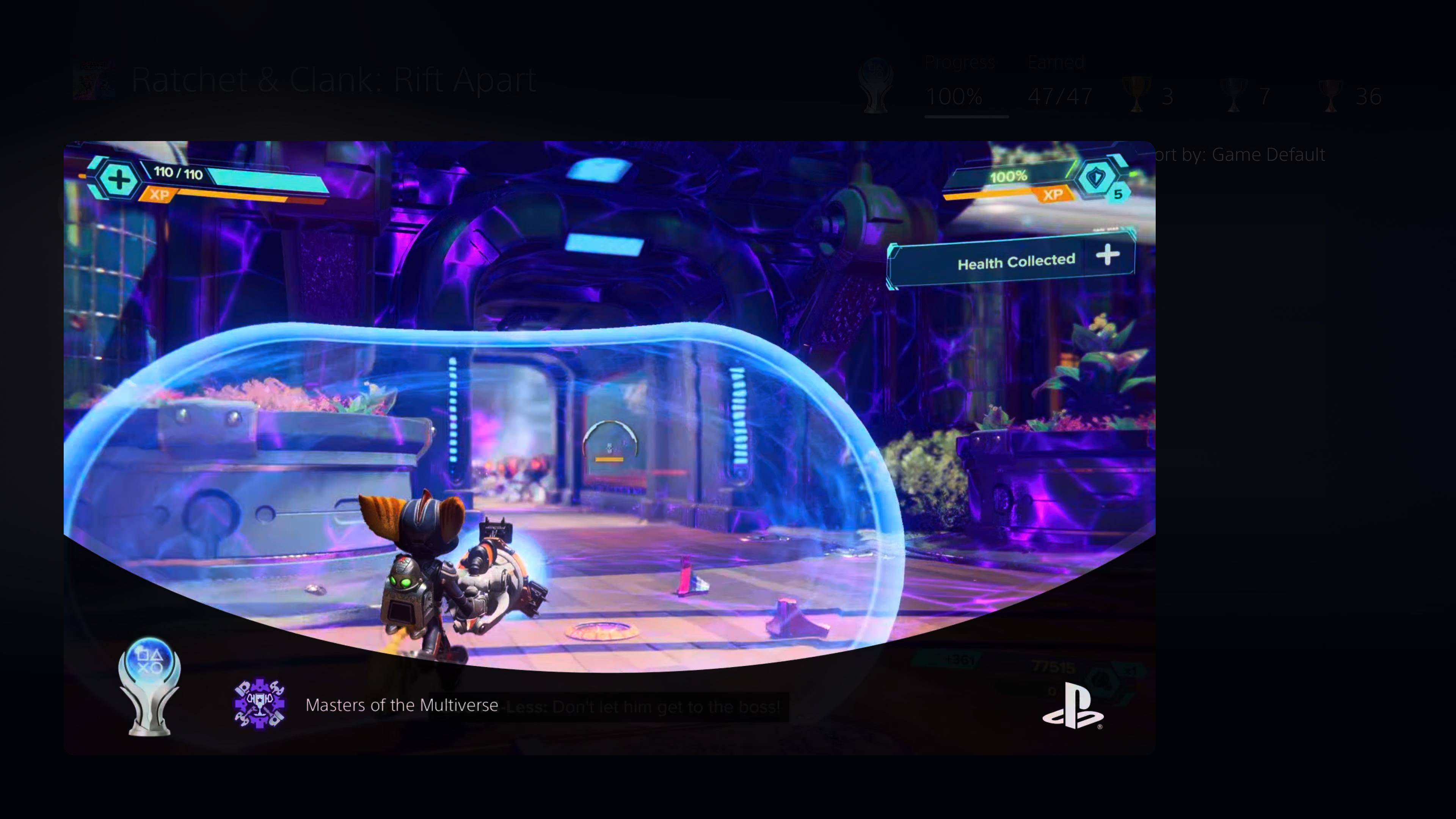 Ratchet & Clank: Rift Apart Platinum Trophy clip on PS5