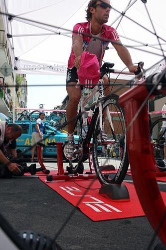 Today's short uphill TT required a thorough warm up beforehand.