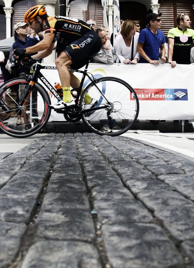 Mike Friedman (Optum p/b Kelly Benefit Strategies Elite) gets a little taste of the cobbles