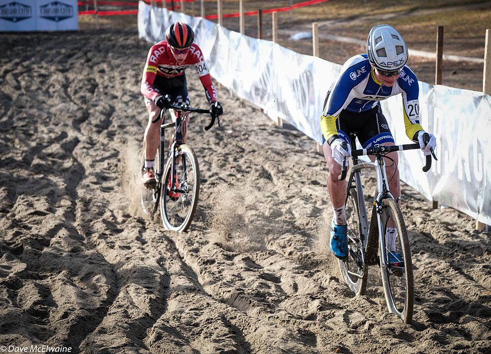 Riders including Calder Wood (Rad Racing) in pursuit of Gomez-Villafane