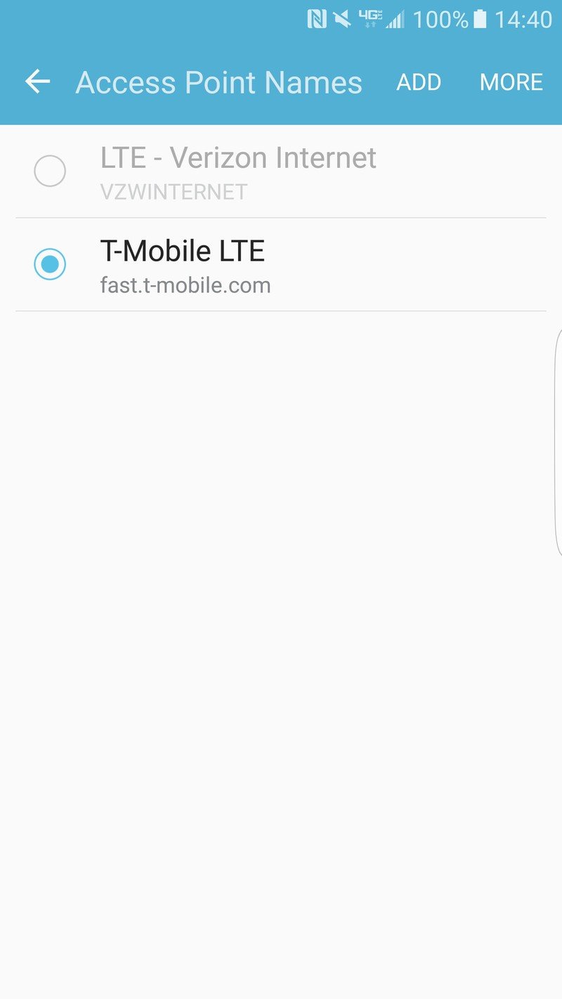Mobile network APN settings