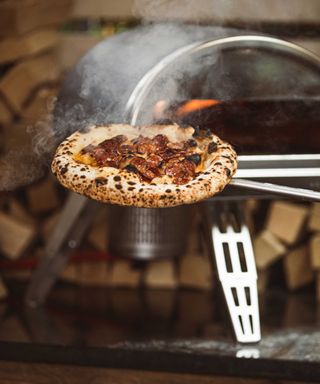 pizza cooked in a Gozney pizza oven