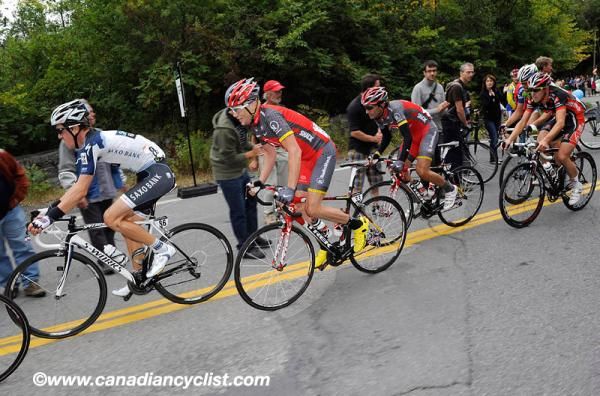 Chris Horner (Team Radioshack) made a strong effort with five laps to go.